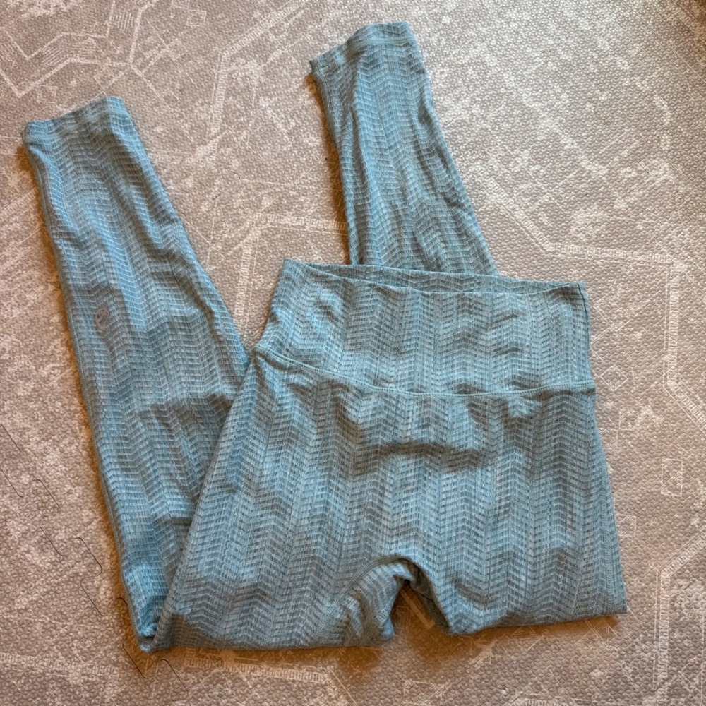 P'tula High Waisted Textured Leggings Women Small Sage Green Chevron